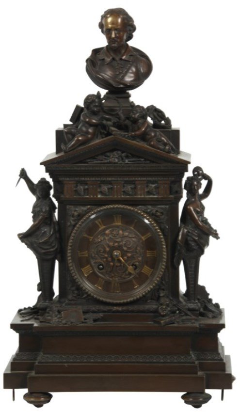Figural Bronze Mantle Clock