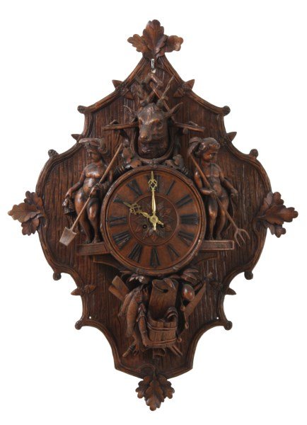 Black Forest Figural Carved Wall Clock