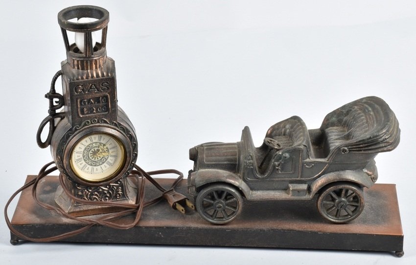 FIGURAL EARLY AUTO and GAS PUMP CLOCK / LAMP