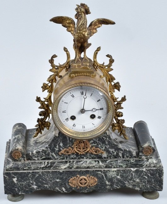 ORANTE FRENCH MANTEL CLOCK with ROOSTER