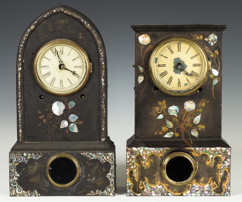 Two Iron Front Shelf Clocks