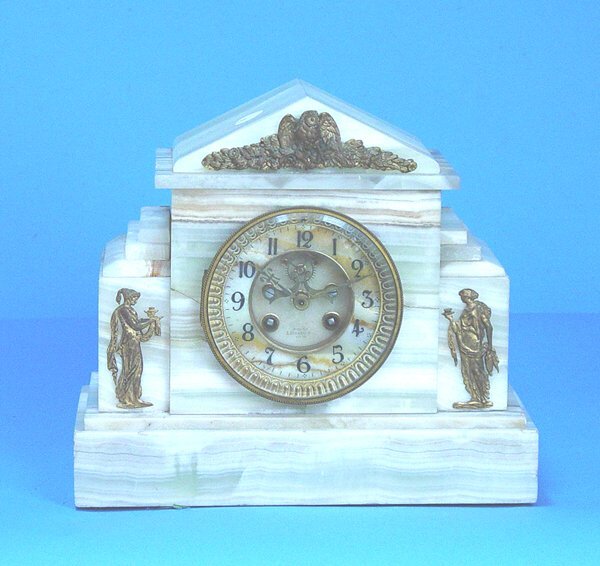 Japy Freres White Onyx Mantel Clock