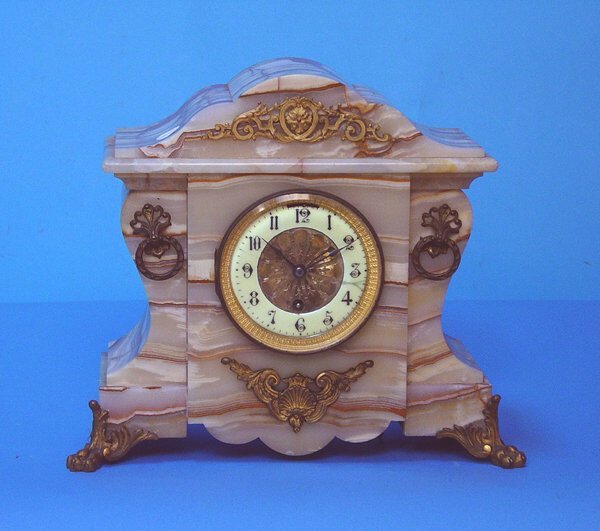 Boston Tandem Wind Onyx Mantel Clock