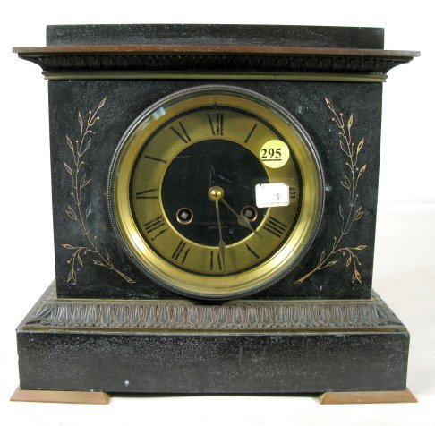 French Slate & Brass Mantle Clock