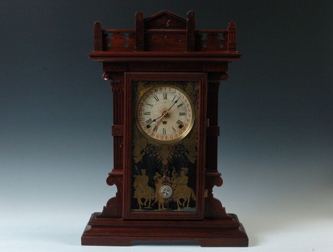 A FRANKLIN MORSE FANCY WALNUT PARLOR  CLOCK