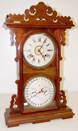 Walnut Welch “Arditi” Double Dial Calendar Clock