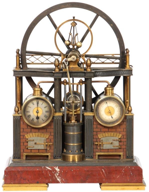 French Industrial Steam Engine Clock