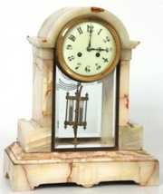 3 Pc. Brass & Onyx Clock Set