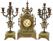 3 Pc. French Onyx Clock Set