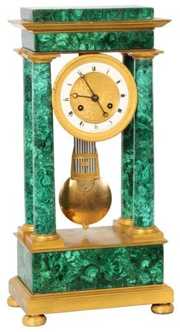 French Empire Malachite Portico Clock