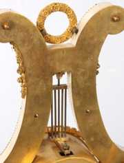 French Alabaster Lyre Mantle Clock