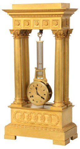 French Empire Portico Swing Clock