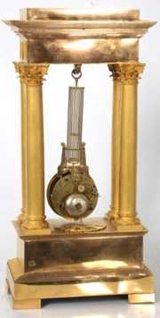 French Empire Portico Swing Clock