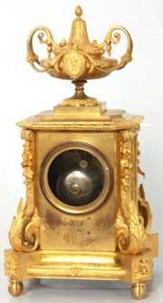 French Dore Bronze & Porcelain Mantle Clock