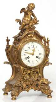 Figural French Bronze Mantle Clock