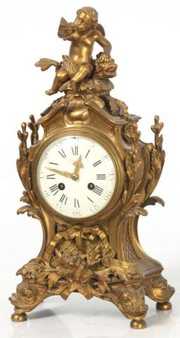 Figural French Bronze Mantle Clock
