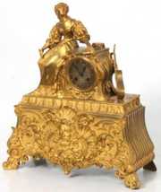French Figural Dore Bronze Mantle Clock