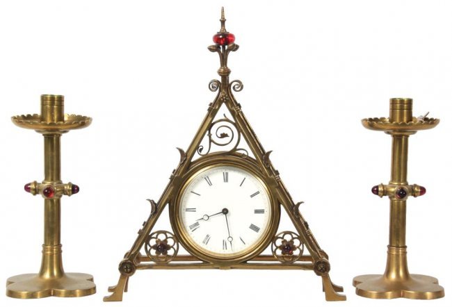 3 Pc. Bruce Talbert Gothic Clock Set