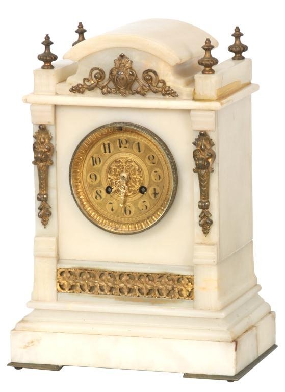 Onyx Mantle Clock With Brass Mounts