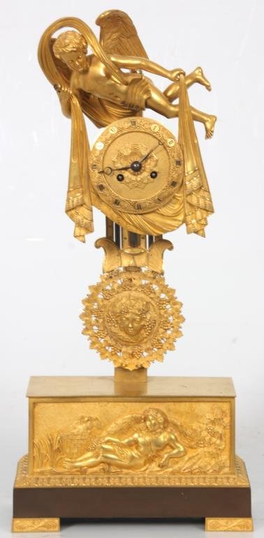 French Figural Bronze Mantle Clock