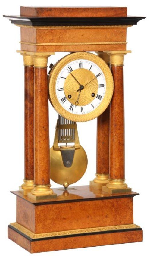 French Empire Pinwheel Portico Clock