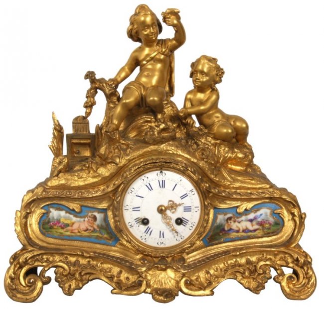 French Bronze Figural Mantle Clock