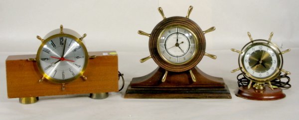 3 Metal Ships Bell Clocks