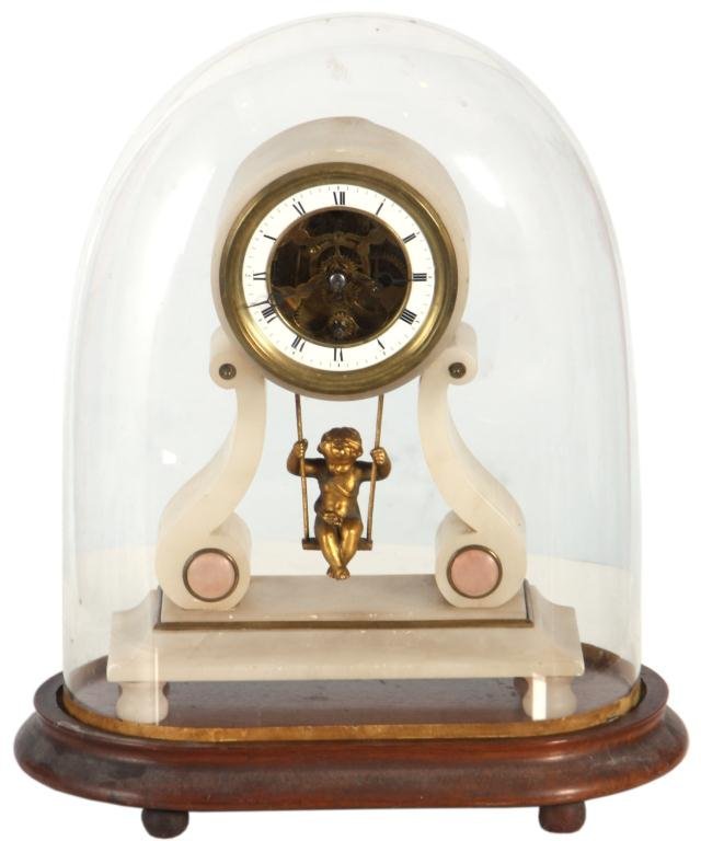 French Figural Onyx Mantle Clock