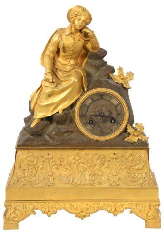 French Figural Silk Thread Clock