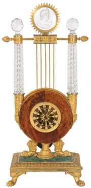 French Silk Thread Lyre Clock