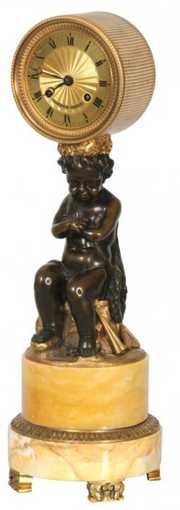 French Figural Pin Wheel Mantle Clock