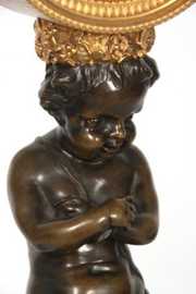 French Figural Pin Wheel Mantle Clock