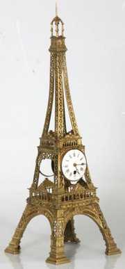 French Bronze Eiffel Tower Mantle Clock