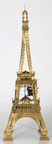 French Bronze Eiffel Tower Mantle Clock