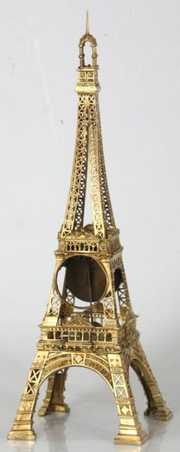 French Bronze Eiffel Tower Mantle Clock