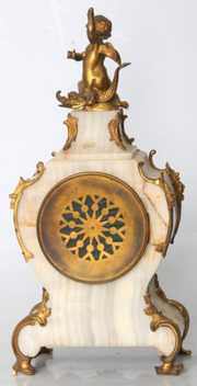 French Brass & Onyx Mantle Clock