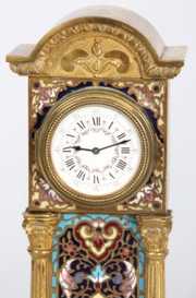 French Chempleve & Brass Miniature Clock