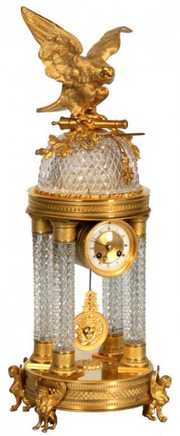 Dore Bronze & Cut Glass Cupola Mantle Clock