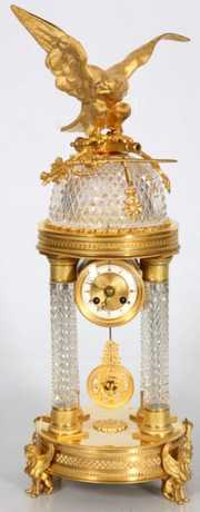 Dore Bronze & Cut Glass Cupola Mantle Clock