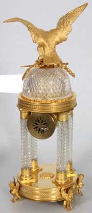 Dore Bronze & Cut Glass Cupola Mantle Clock