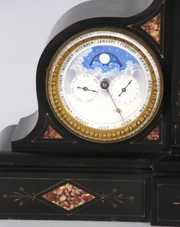 Black Marble Triple Dial Mantle Clock