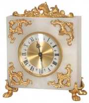 Elsinor Brass & Onyx Desk Clock