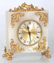 Elsinor Brass & Onyx Desk Clock