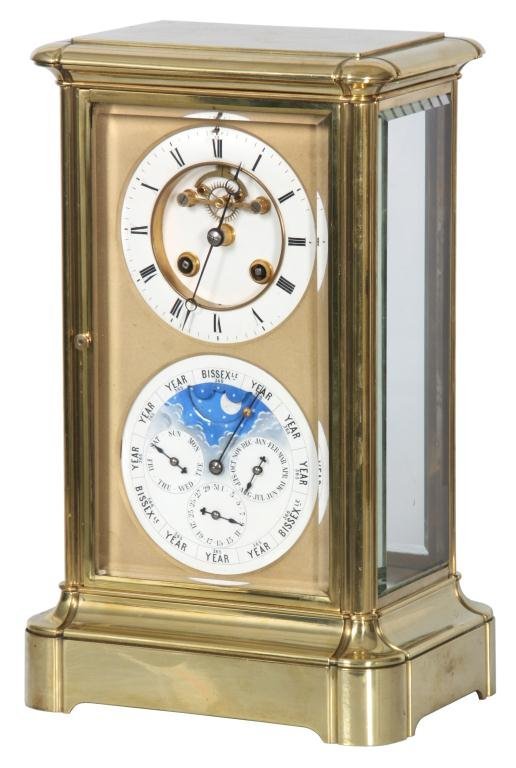 Brass Crystal Regulator Calendar Clock