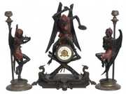 3 Pc. Musical Gargoyle Figural Clock Set