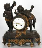 Tiffany & Co. 3 Pc. Marble & Bronze Clock