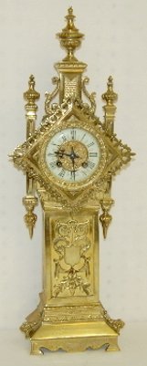 French Brass Diamond Head Shelf Clock