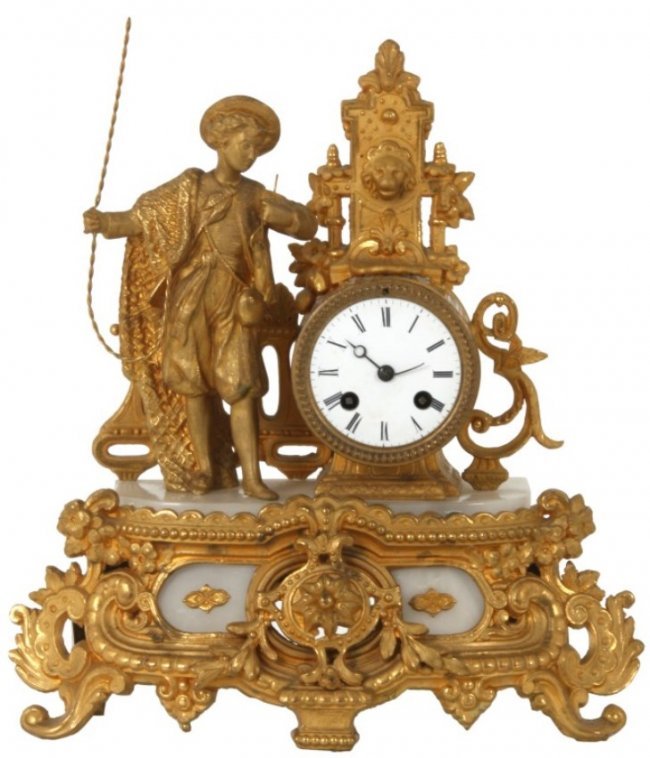 Signed Ph. Mourey Figural Mantle Clock