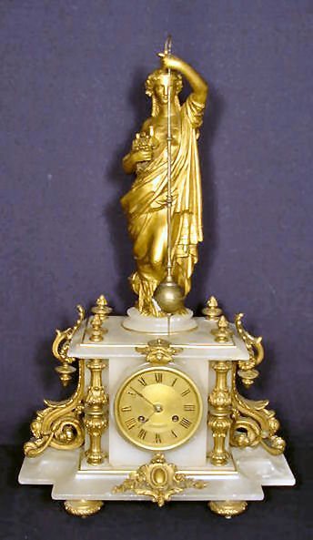 French Conical Mystry P.H. Mourey Figural Clock