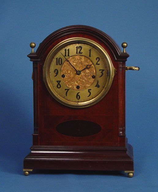 German Inlaid Mahogany Bracket Clock